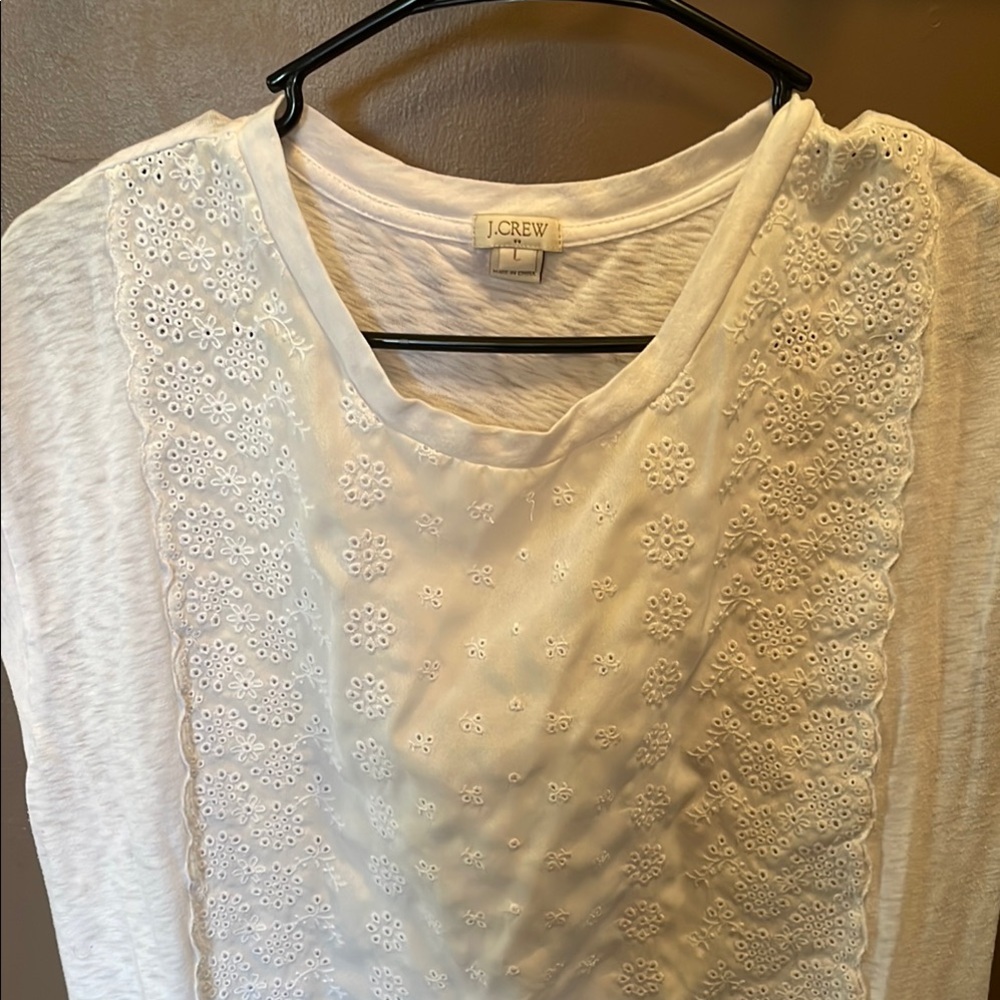 J.Crew White Eyelet Top